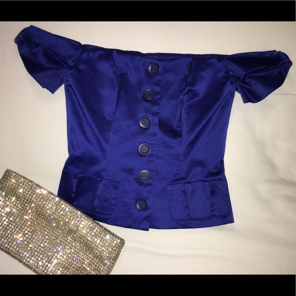 Bebe Royal Blue Off-the-Shoulder Corset Size 0 - Picture 2 of 5